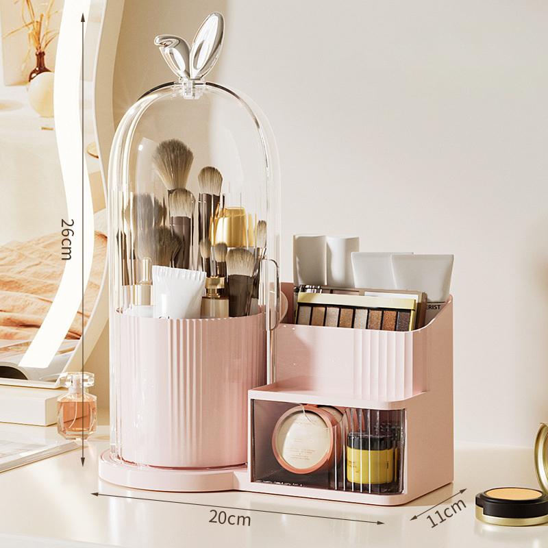 360° Rotating Makeup Brush Holder Cosmetic, Lipstick, Eyebrow Pencil, Eye Shadow Organizer With Clear Lid Dustproof, Waterproof