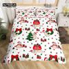 Christmas Duvet Cover Cartoon Snowman Deer Reindeer Bedding Set Twin Size Microfiber Cute Gingerbread Stocking Comforter Cover