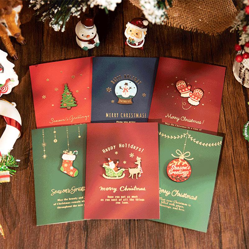 1PC Handwritten Cards Exquisitely Patterned Vintage Holiday Greetings Christmas Connotation Gift Cards Smooth Writing
