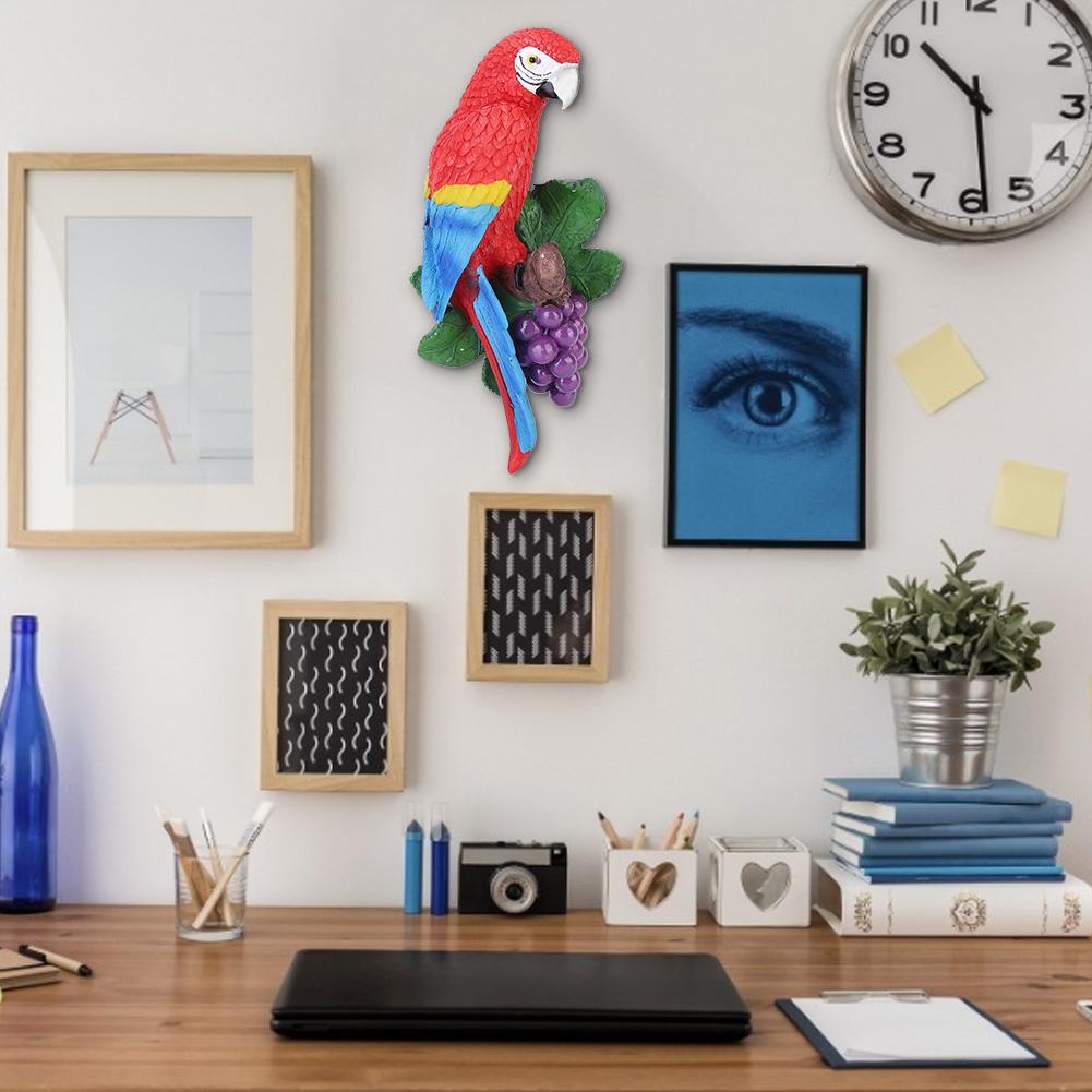 Wall Mounted Simulation Parrot Decor Hanging Hook Resin Craft Home Decoration Ornament