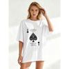 Oversized T Shirt Black Ace Of Spades Card Design With Motivational Quote Casual Streetwear For Women And Girls