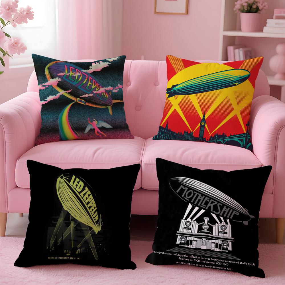 Band Rock L-Led Z-Zeppelins Cushion Cover Plush Fabric Soft Double-Sided Printed Sofa Warm Winter Home Gift Pillow Case