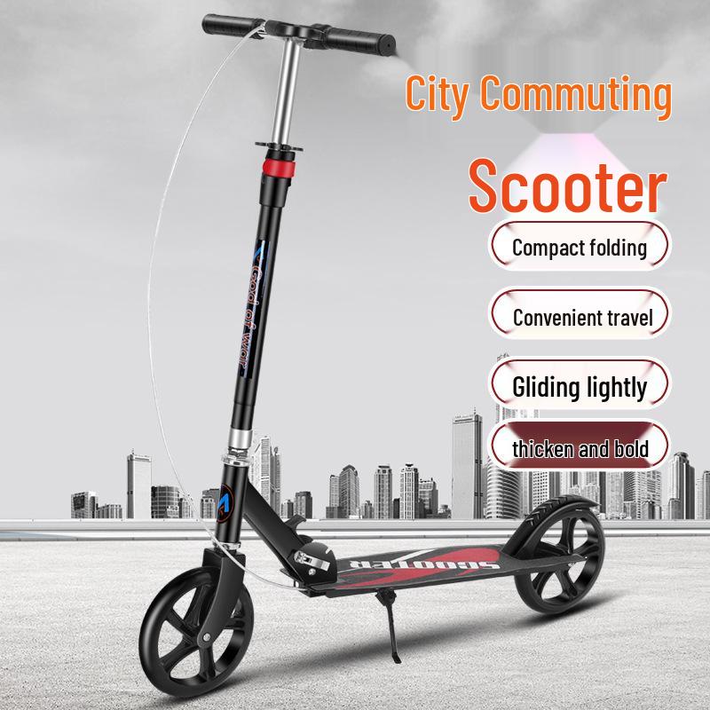 Foldable Two-Wheel Scooter for Adults & Kids - Starry Black with Dual Brakes