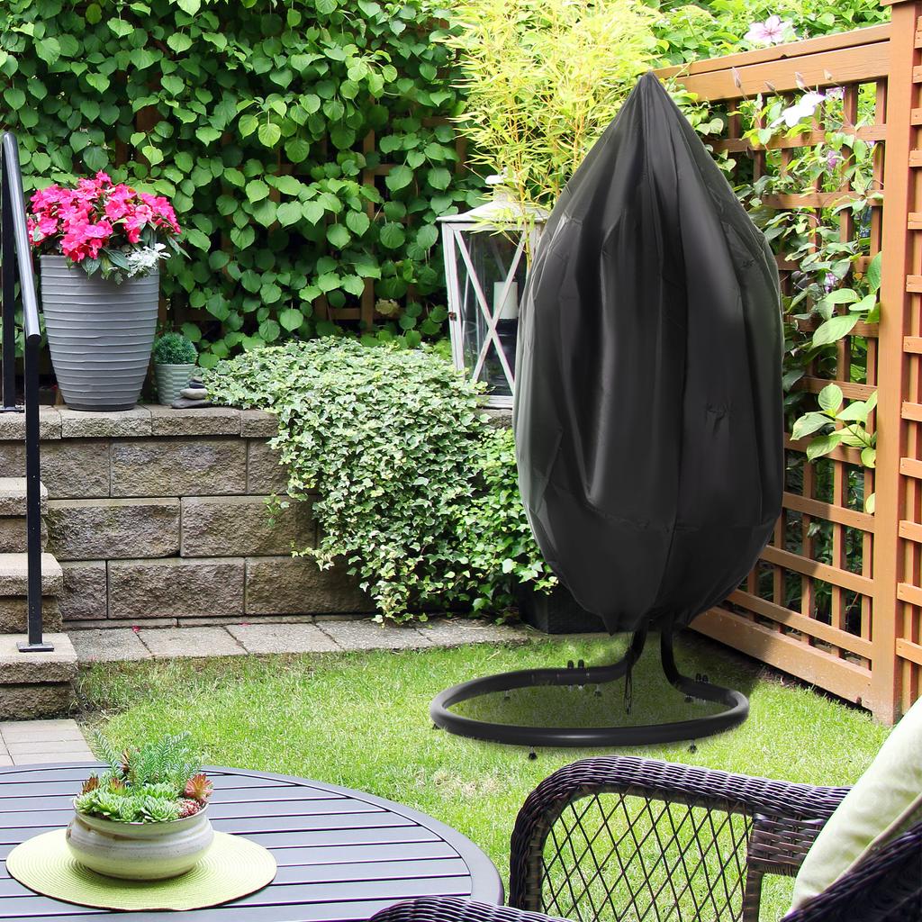 Black Hanging Chair Cover, Waterproof and Windproof, Protective Cover with Zipper, Cover for Hanging Basket, Swing Chair, Hanging Chair