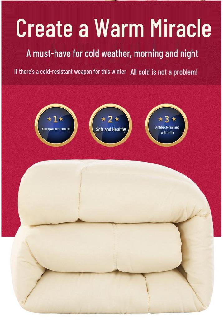 White Cotton Thickened Duvet - Cozy Quilt for Dorms and Emergency Relief