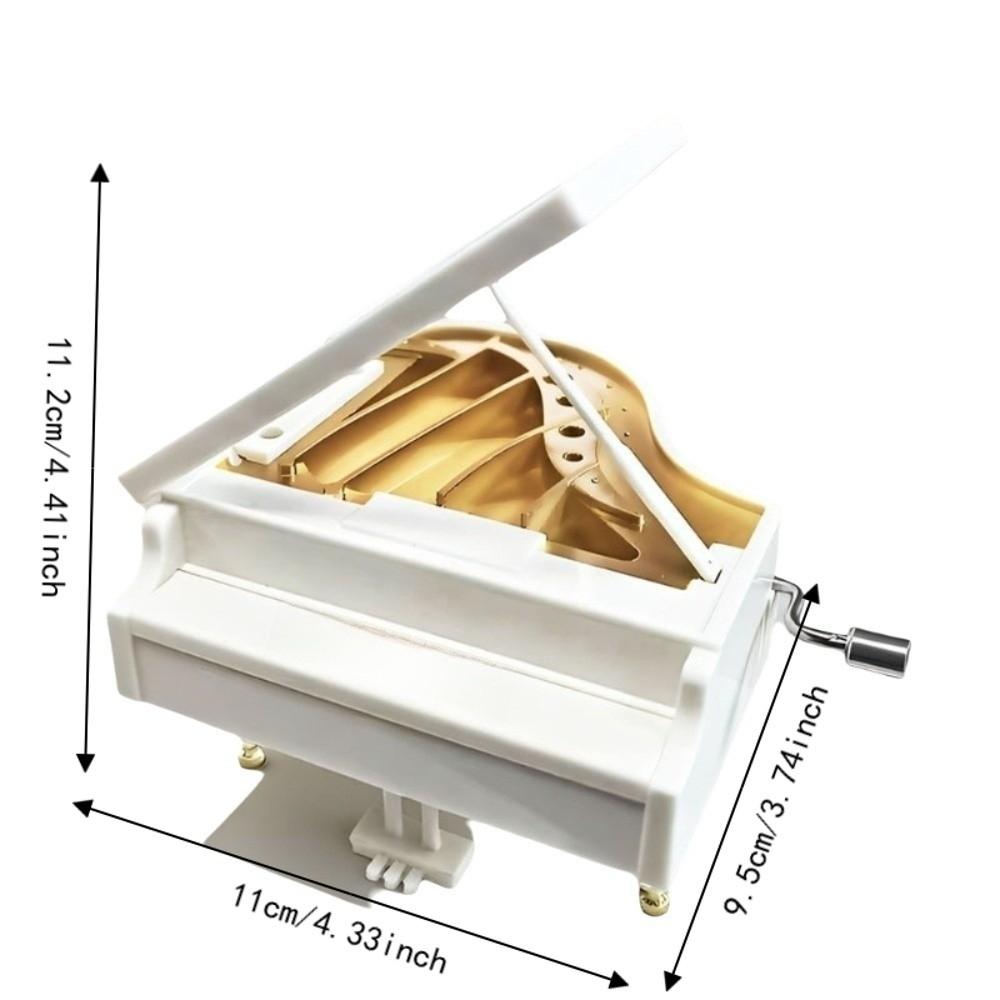 3.74in Grand Piano Music Box Hand-Cranked Mechanism Mini Piano Music Box Home Decor