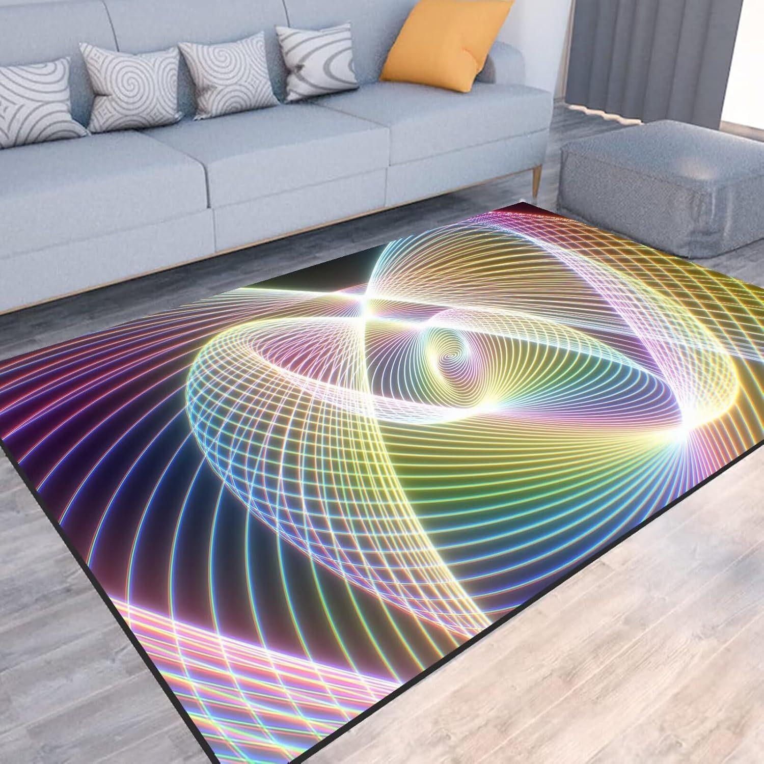 

American 3D Colorful Vision Crystal Velvet Neon Home Living Room Sofa Tea Table Bedroom Bedside Balcony Decoration Carpet 40*60cm