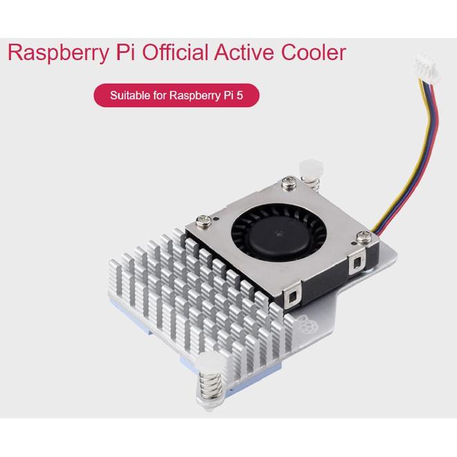 for Raspberry Pi 5 Official Raspberry Pi 5 Active Cooler, Pi5 Active Cooler Combines Temperature-Controlled Blower Fan and Aluminium Heatsink, Comes