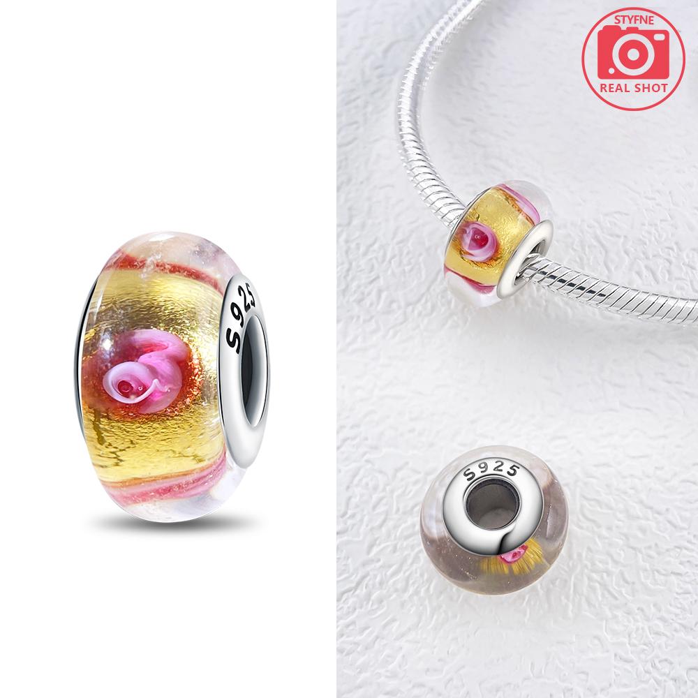 Charms Plata Flower Bubble Mini Murano Glass Beads Copper Colors For Charms Copper Colors Original Bracelet For Jewelry Making