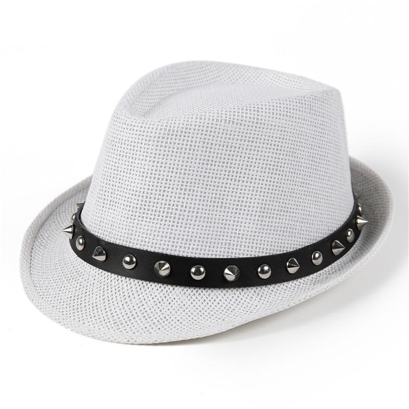 Wide Brim Paper Straw Hat Women Men - Breathable Sun Classic British Style Fedora With Rivet Detail