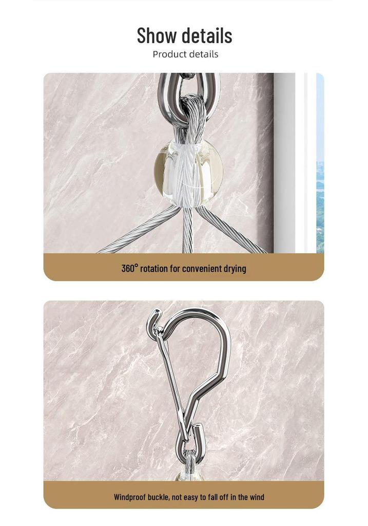 Aluminum Alloy Multi-Clip Clothes Drying Rack for Balcony and Underwear