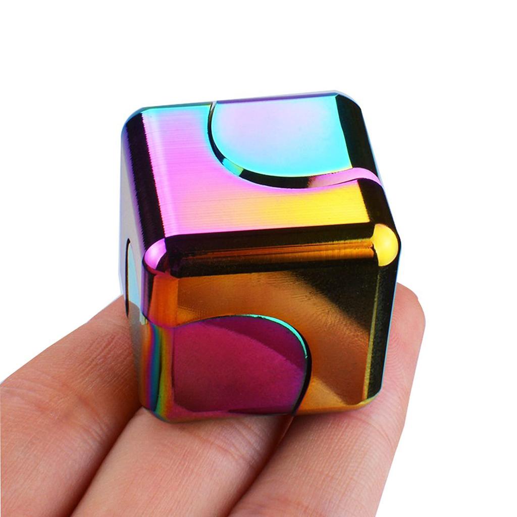Metal Cube Spinner Fidget Toy Fingertips 3D Puzzle Gyro Gear Sensory Anti Stress Relief Educational Games for Kids Adults