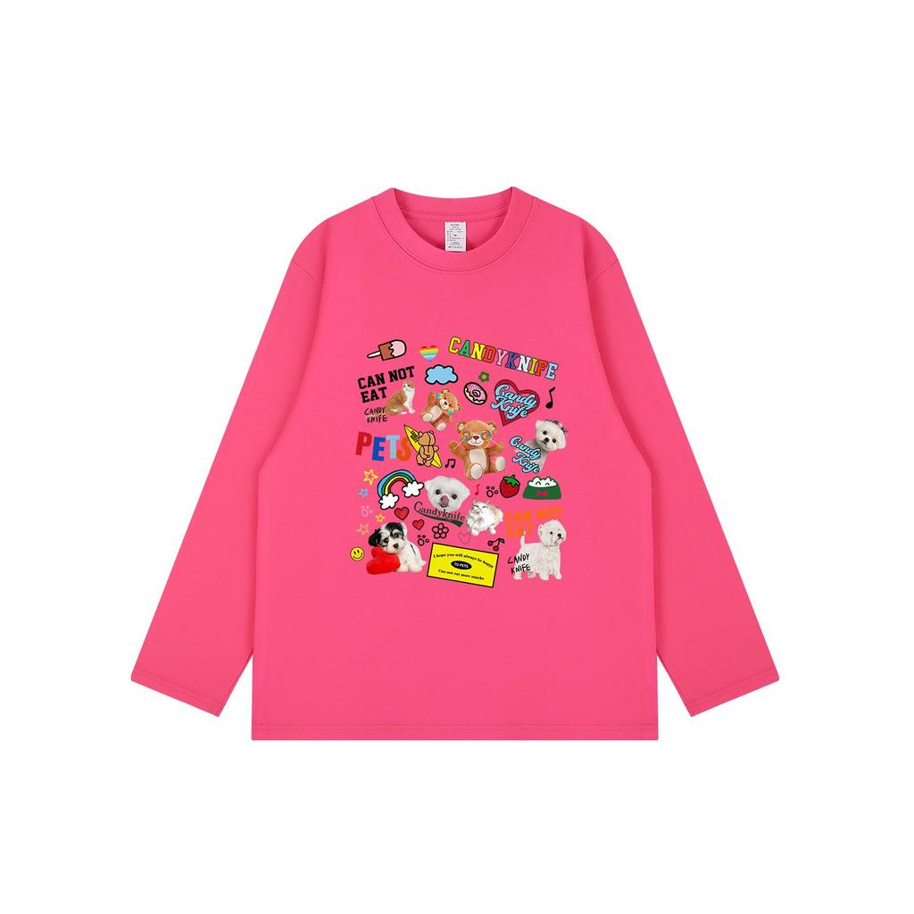 Trendy Cartoon Print Japanese Bestie Long Sleeve Loose Autumn T-Shirt