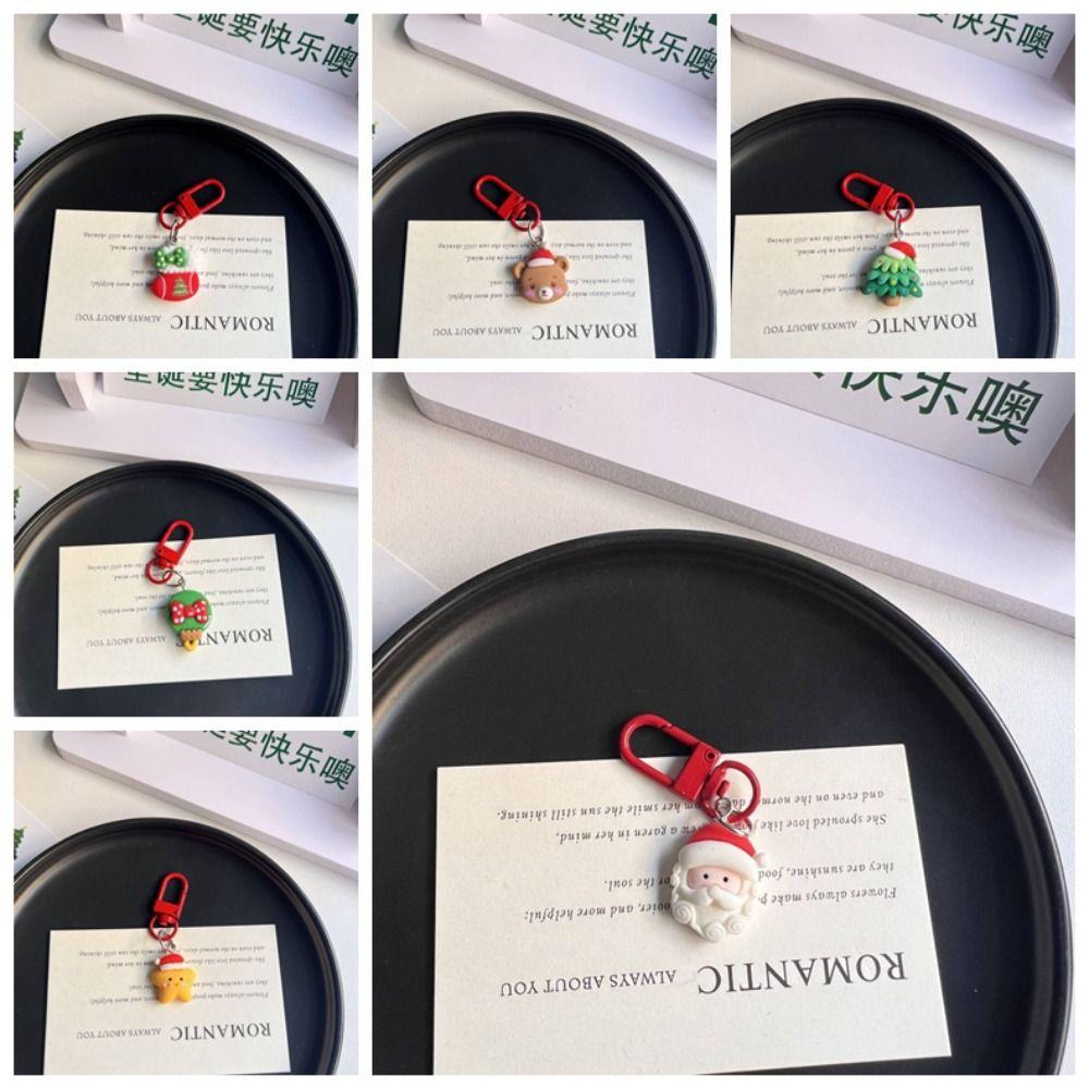 Elk Xmas Santa Claus Pendant Christmas Tree DIY Chain Pendant Christmas Resin Key Chain  Children