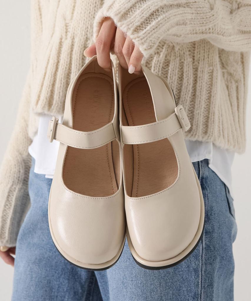 Chaakan Zenlo Round Mary Jane Flats Pmltr1D098