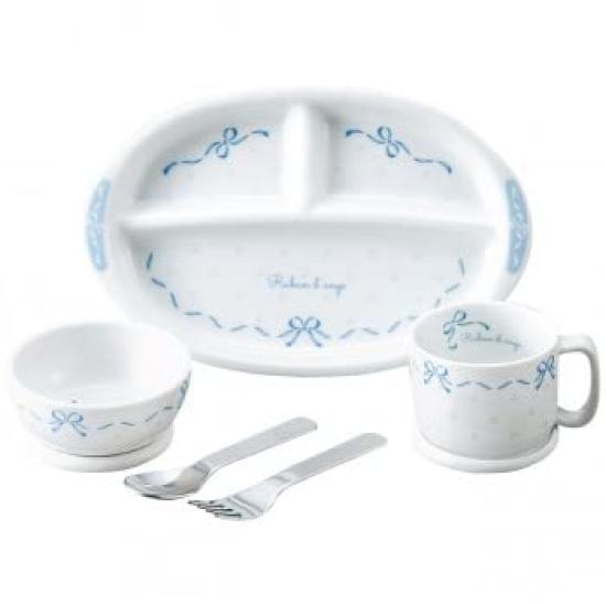 Kinsho Pottery des Toddler Tableware Gift Set Tableware White 910750 "Ribbon Anges" Children's