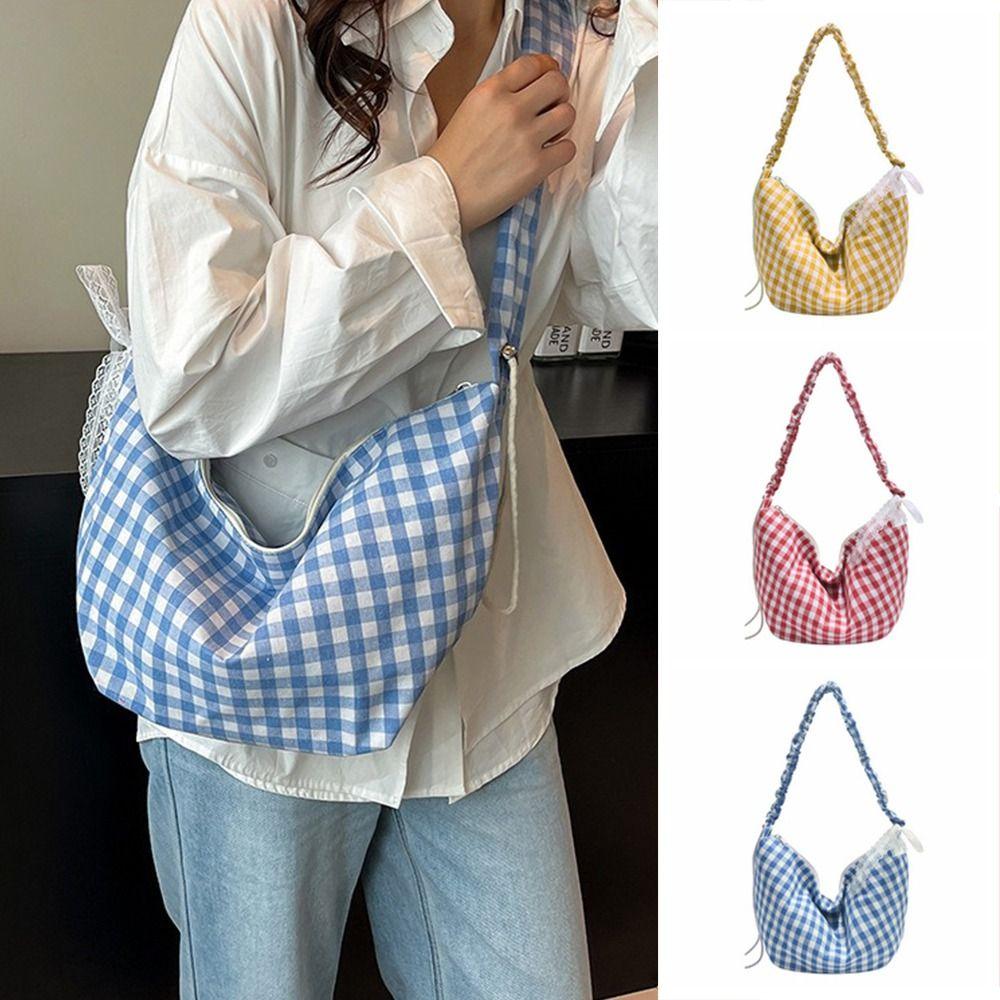 Korean Hobos Shoulder Bag Plaid Handbags Fashion Crossbody Bag  Female