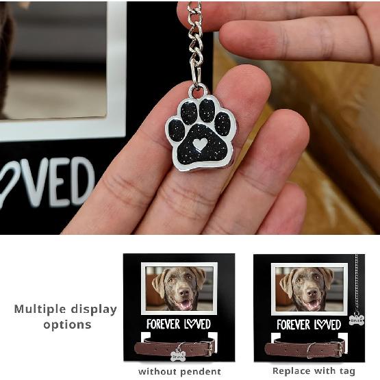 MYPAWLETS Dog/Cat Collar Memorial Frame with Paw Print Charm,Pet Loss Sympathy Gift,Pets Memorial Gift for Loss of Dog,Forever Loved Pet Keepsake