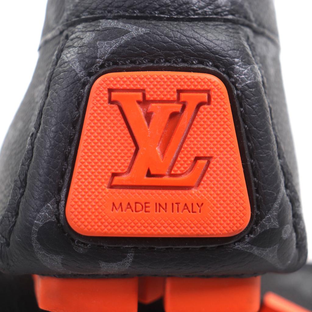 Great LOUIS VUITTON Driving shoes black Monogram Eclipse mens 6 1AAF2W Used