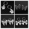 Punk Y2k Kpop Vintage Fashion Bow Earring Stainless Steel Earrings For Women Accessories Girl Ear Studs Jewelry Rhinestone Gift