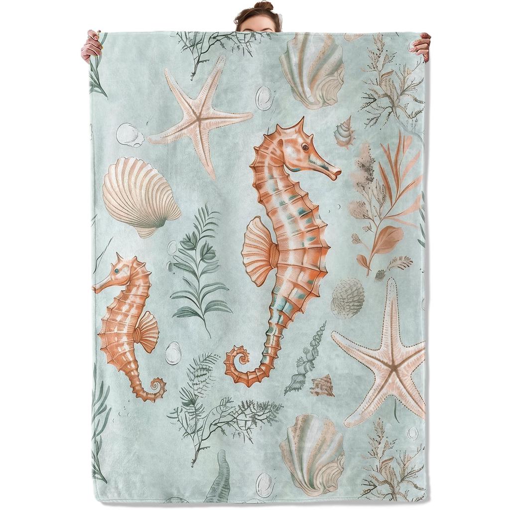 Vintage Fishery Hand Painting Different River Fish Art Print Flannel Blanket Soft Throw Couch Camping Travel Indoor Home Decor