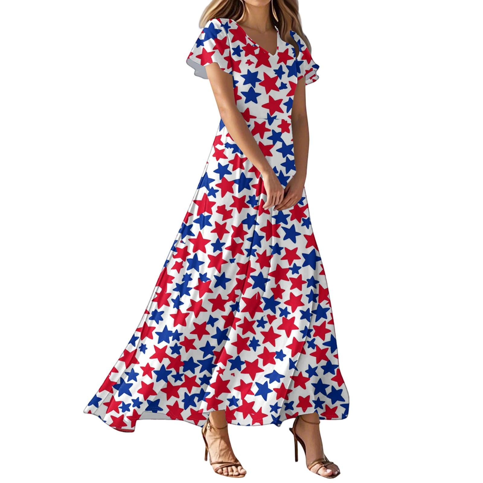 

Женские повседневные модные длинные платья с принтом, платья с V-образным вырезом и коротким рукавом XL