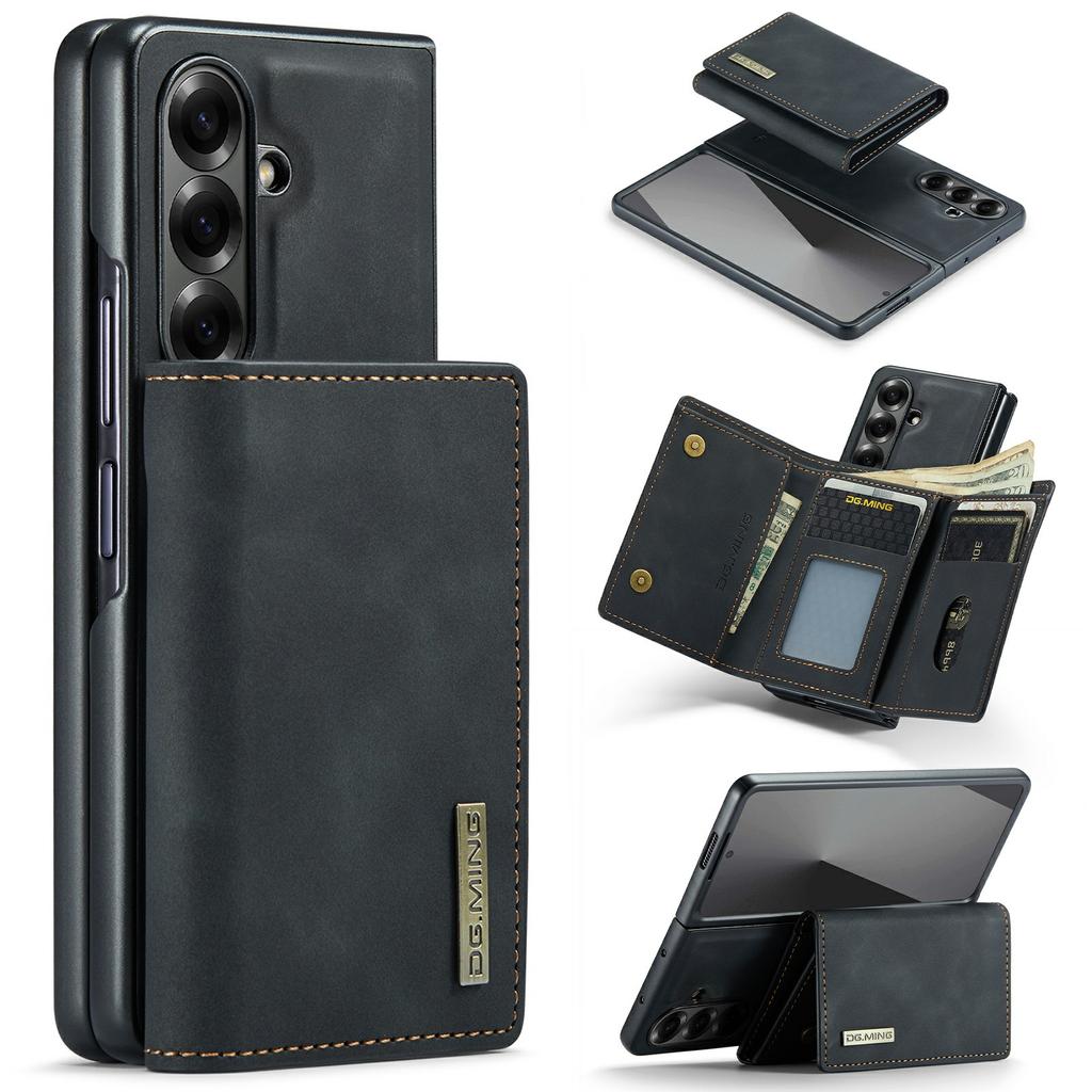 DG.MING M1 Serie für Samsung Galaxy Z Fold7 5G Handyhülle PU + TPU + PC Rückabdeckung mit magnetischem Tri-Fold Wallet Ständer