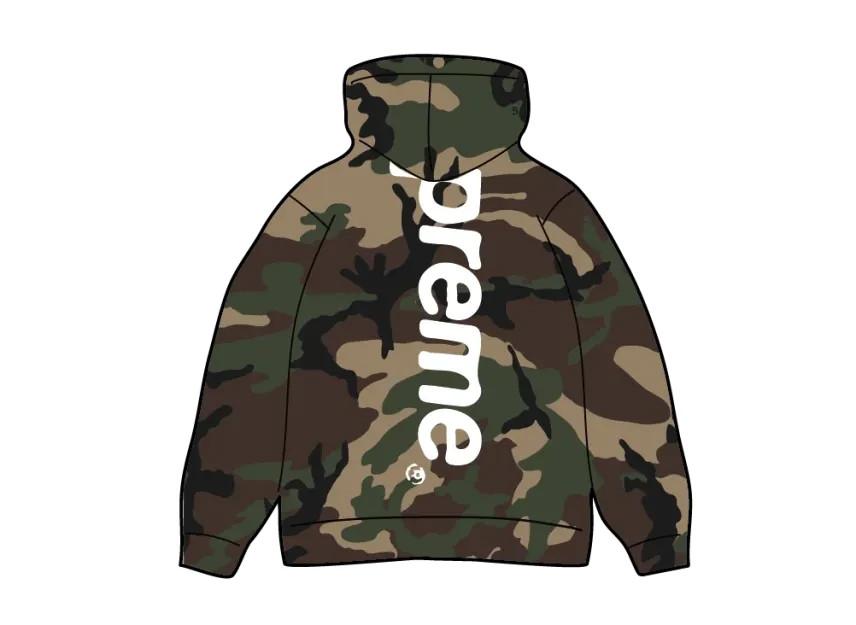 Supreme Satin Applique Hooded Sweatshirt (26SS) "Woodland Camo"