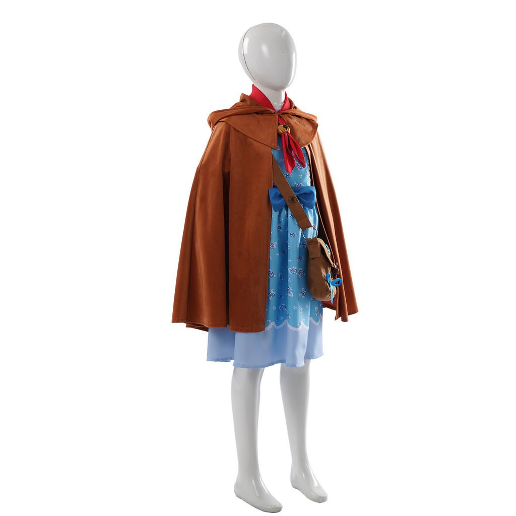 Cosplay Costume With Blue Floral Dress And Cape For Halloween And Anime Role Play