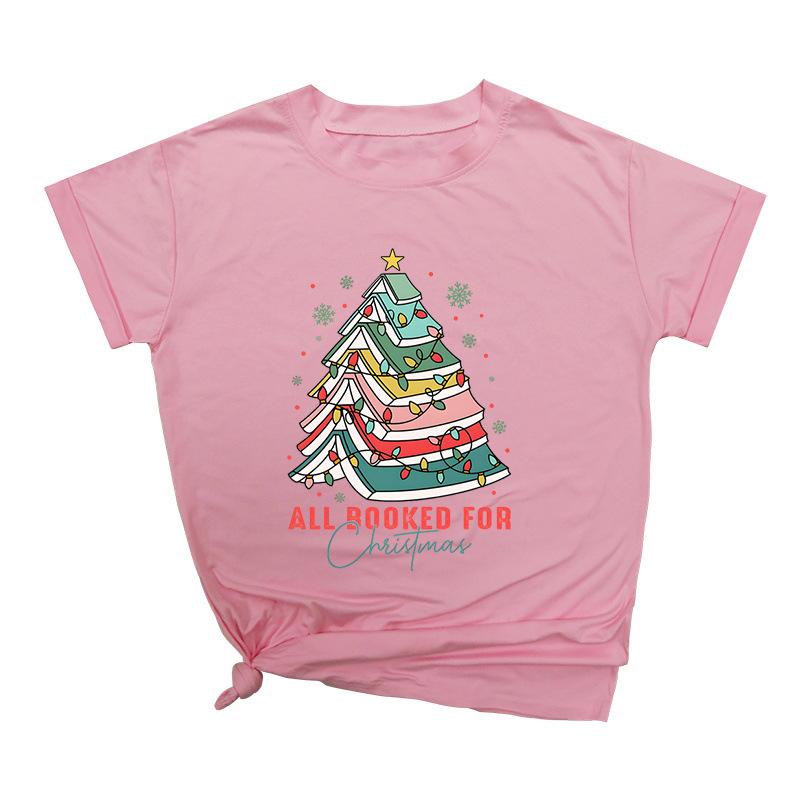 Weihnachtsschleife Kreativ Bedruckt Trendig Baumwoll-Top Lässige Sportbekleidung Locker Damen-T-Shirts Damen