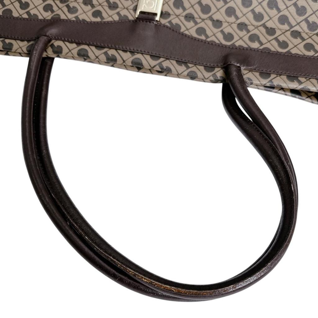 GHERARDINI Overall Handle Softy Handbag Tote Bag PVC Brown Women Storage Bags Used