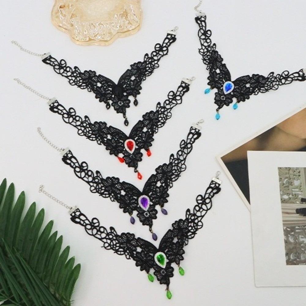 Pendant Lace Flower Necklace Tassel Halloween Clavicle Choker Cool Halloween Necklace  Party
