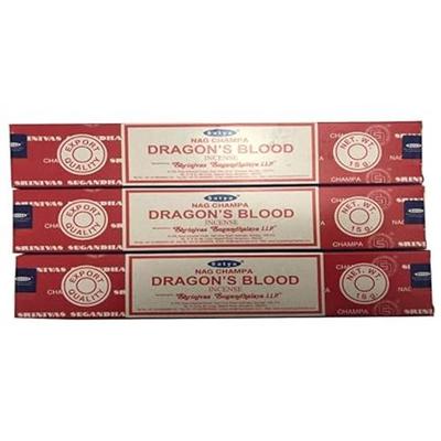 Satya Nag Champa Kadidlové tyčinky Dračí krev - Balení 3 kusů (15 gramů každý)