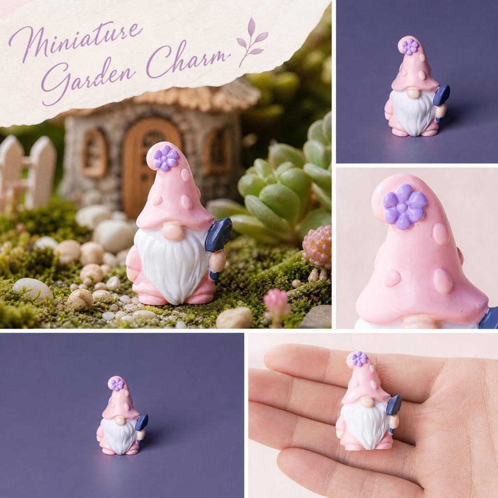 Creative Simulated Dwarf Figurine for Miniature Garden Terrarium Decor, Gnome Statue