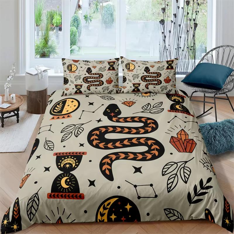 Sun And Moon Duvet Cover Moth Sugar Skull Bedding Set Microfiber Butterfly Snake Animal Quilt Cover Weed Plants Bedspreads Cover