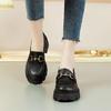 Small Loafers, Women's Spring and Autumn Thick Heels, Small Leather Shoes, Soft Soles, One Pedal, Foreign Style, Black Heightened Platform Shoes