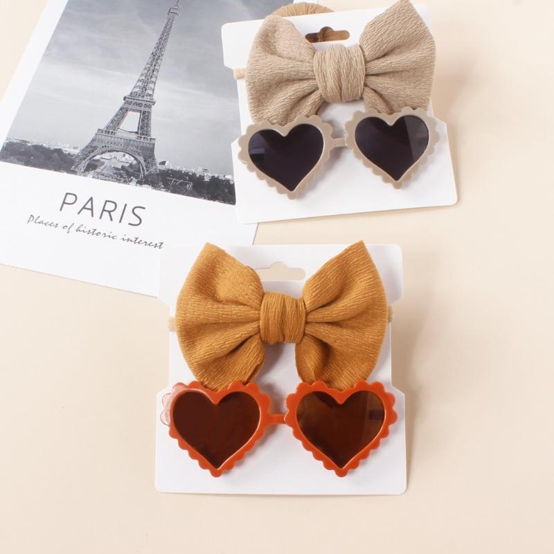 Baby Girls Headband Sunglasses Decor Kit Children Kids Supplies Seaside Beach- Accessories Bows Hair Band & Sunglasses