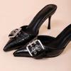 Fashion 2025Spring Stiletto Sandals Women Fashion Pointed Head Shallow Mouth Rivet Buckle Set Foot Anti-slip Wear-resistant