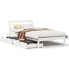 VidaXL Bed Frame with Drawers White 100x200 Cm Solid Pine Wood, Slatted Base, Single Bed Frame, Wooden Bed Frame 3301537