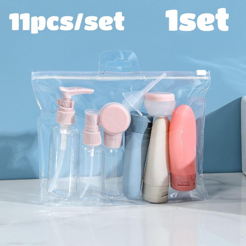 

11pc Travel Bottle Set for Toiletries Travel Liquid Container Portable Tool Approved Travel Size Refillable Spray Lotion Shampoo