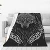 Viking Wolf Print Flannel Blanket Soft Warm All Season Throw for Couch Office Bed Camping Gift Idea