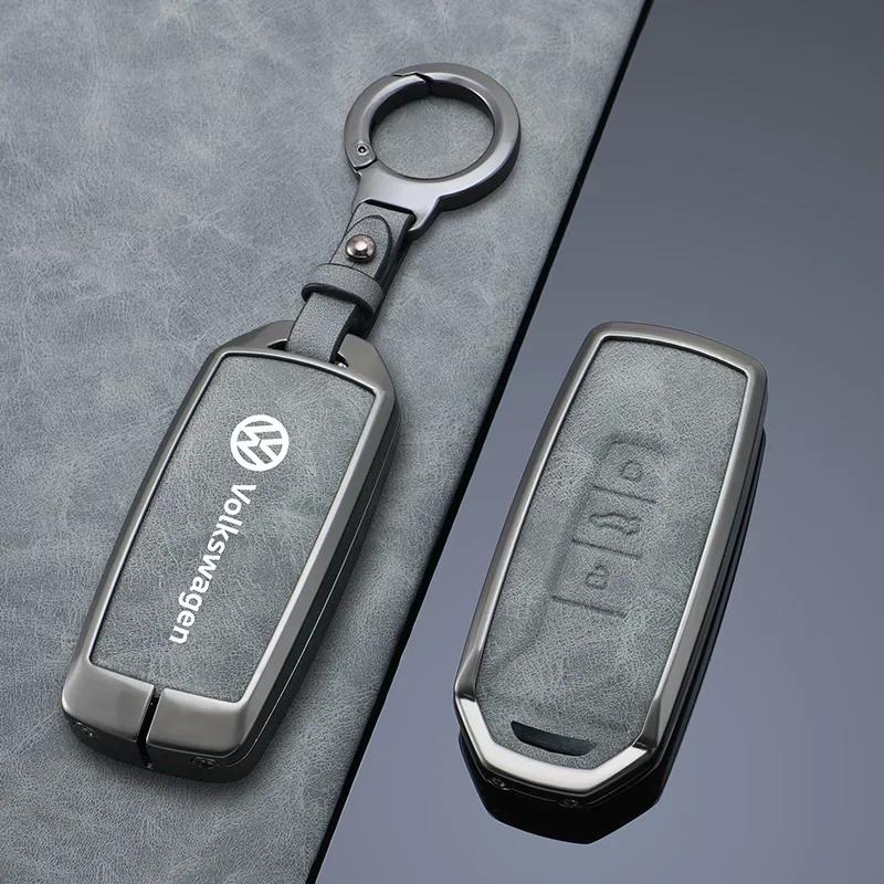 hijk1 ·Zinc Alloy Leather Car Remote Key Case Cover Shell Fob for Vw Volkswagen Touareg 2019 2020 2021 2022 Protector Auto Accessories