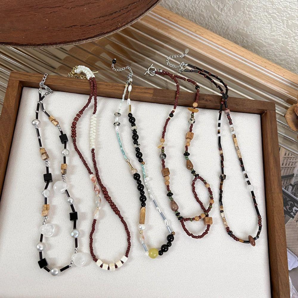 Design All-match Vintage Women Necklace Korean Style Choker Party Jewelry Irregular Bead Necklace