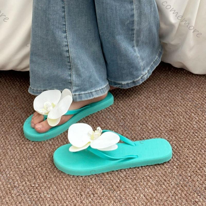 Fashion Comemore Summer Women's Flip-Flops Flowers Sweet Cute Multi-Color Slippers for Party Outdoor Vacation Indoor Home Flat Slides