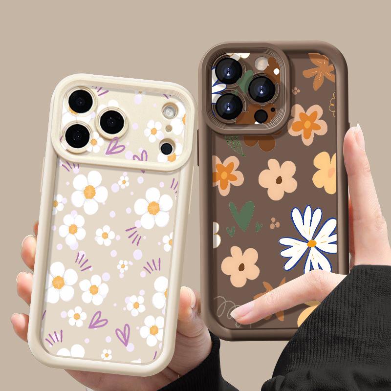Shockproof Phone Case For iPhone 17 Pro Max Case iPhone 16 15 14 13 Pro Max 11 17e 16e Daisies Flowers Print Soft Silicone Bumper Cover