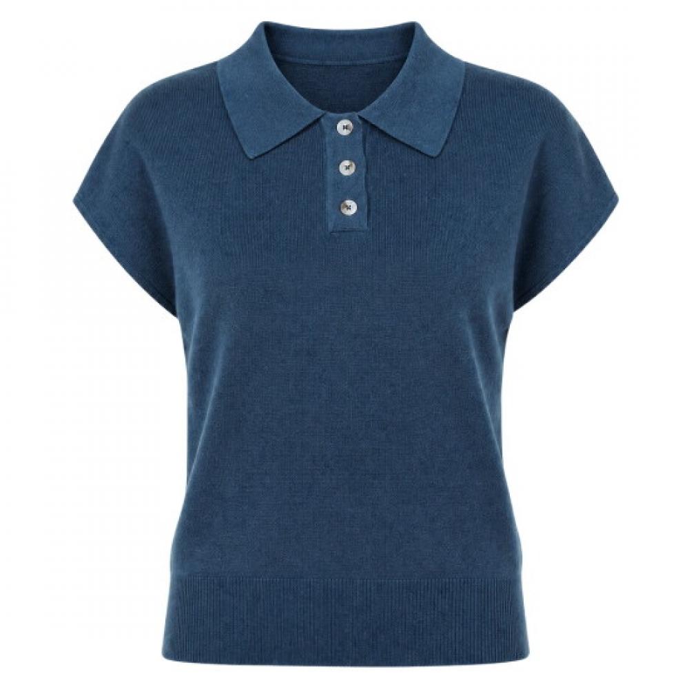 Shop Women Collar Neck BuTTon Cap Sleeve Summer KniT T shirT Bom Wkn260016 sTe