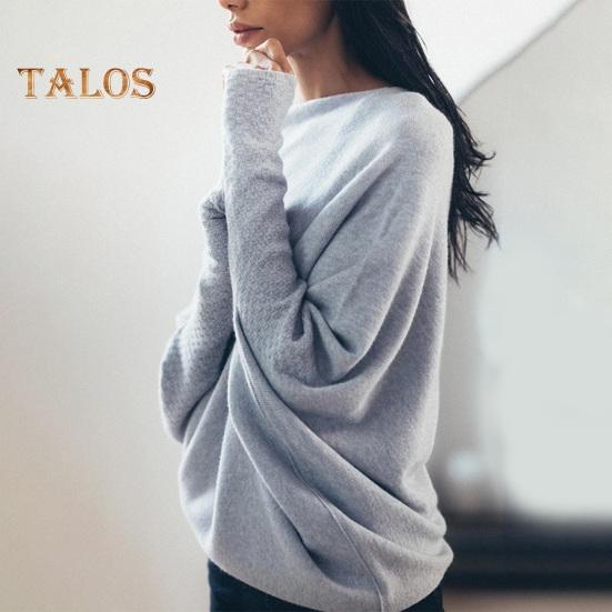 Women Pullover Tops Round Neck Long Sleeve Casual Loose Fit Tops Solid Color Stretchy Casual T-shirt