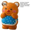 Unique Nature Wood Craft Hand-Carved Basswood Bear Ornament, Cute Apron Decorative Figurine, Car Interior Accessory Statue for Desktop Shelf And Home