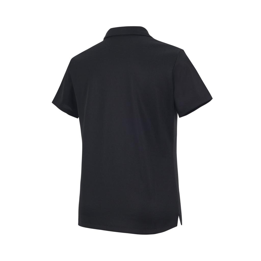 Skechers Moisture Wicking Breathable Solid Color Versatile Casual Short Sleeve Polo Shirt Women Tops Meteorite-Black P224W161-03K8