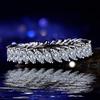 Modeschmuck Damen Silberton Markise-Schliff Weißer Saphir Eternity Ring Größe 6 7 8 9 10